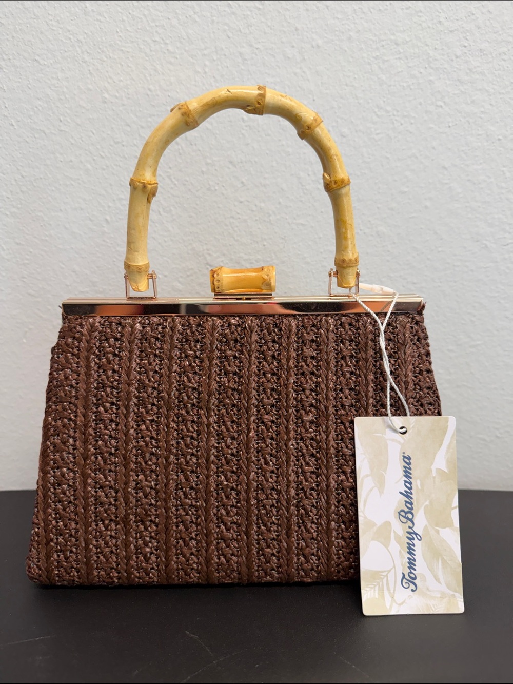Tommy Bahama | Chocolate Clutch with Bamboo Handle & Snap Lock w/Crossbody 🌴